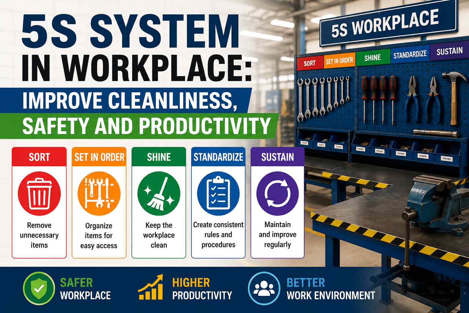 5S System in Workplace: Improve Cleanliness, Safety and Productivity